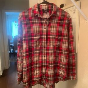 Madewell Red and White Casual Flannel Button Down Shirt